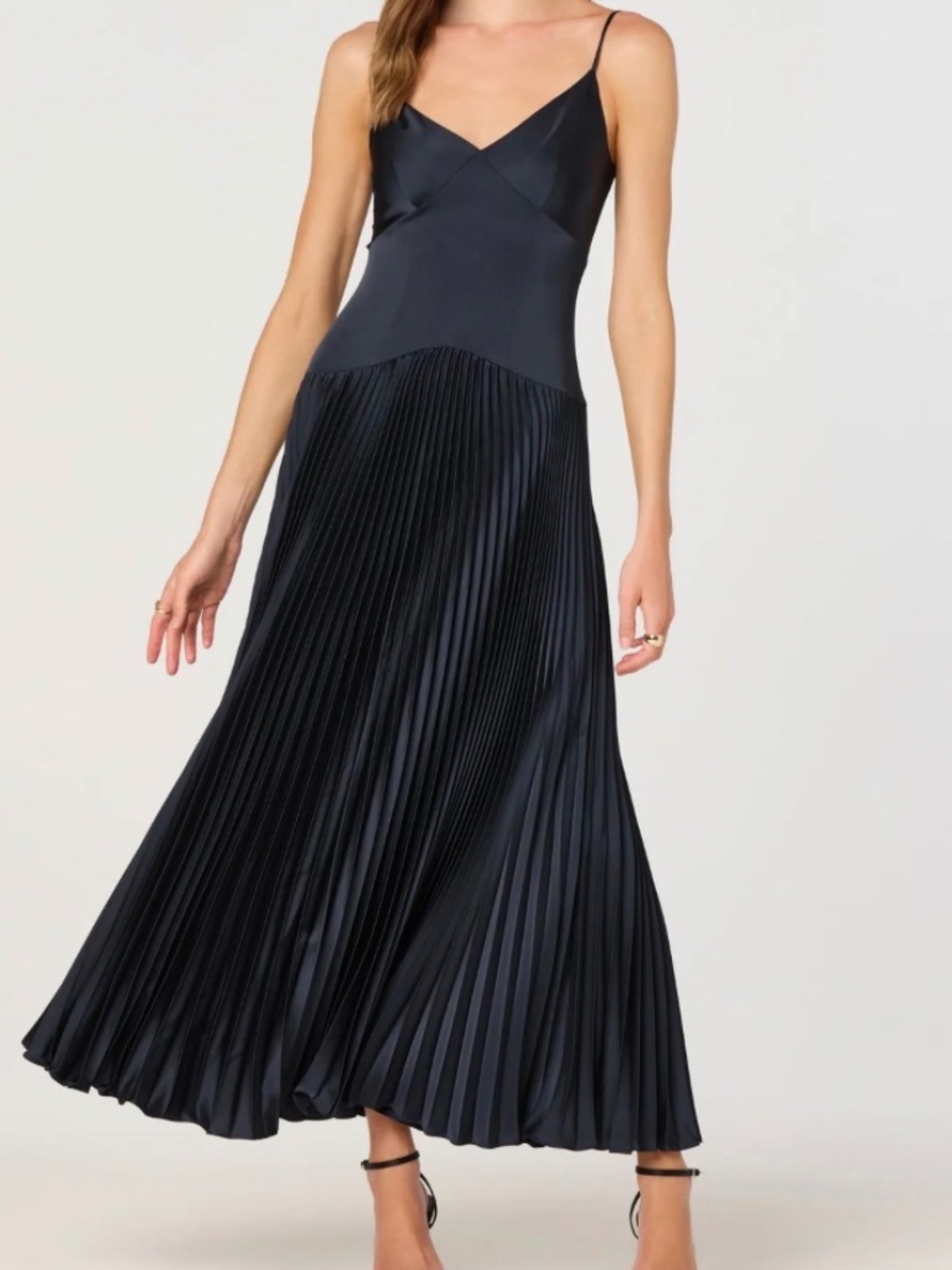Astr Pleated Drop Waist Maxi Dress